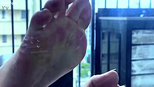 miss bimby teases her feet in sharp stilettos