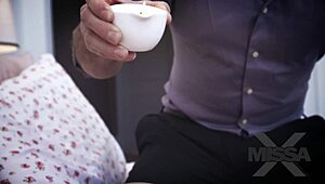 blindfolded milf teases big cock with feet then takes creampie after taboo orgasm play