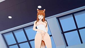 holo from spice and wolf fingers her pussy to long intense teen orgasm climax