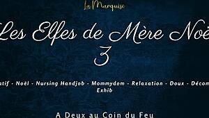 I'm the french elf nurse stroking santa's cock with my milky tits in part 3