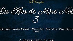 I'm the french elf nurse stroking santa's cock with my milky tits in part 3