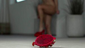 4k footfetish fruits crushed under bare feet high heels.