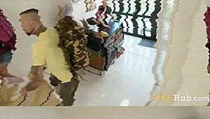 Tiny college cutie gets shared by two roommates in dorm