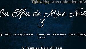 I'm the french elf nurse stroking santa's cock with my milky tits in part 3