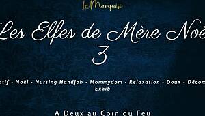 I'm the french elf nurse stroking santa's cock with my milky tits in part 3