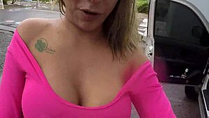 two busty babes barbara alves and pernocas bike without panties in the rain, voyeur style