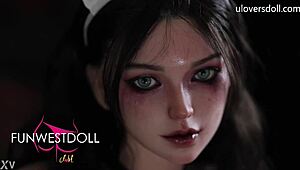 little devil nurse sex doll gets pounded hard by horny patient in halloween hospital uniform cosplay fuckfest.