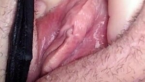 hazey stuffs wet shaved panties into her fat hairy pussy while fingering clit to orgasm