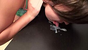 Britney the Cum Bucket Slut Swallows Massive Jizz Load!