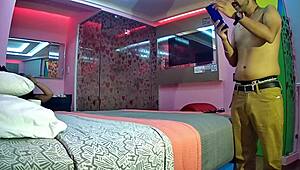 Hey, check out this curvy latina casting on the bed, squirting wild! 🔥💦