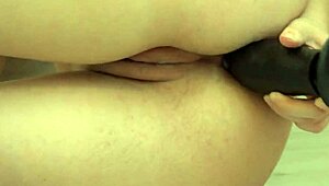 Beautiful milf in pantyhose masturbates juicy pawg ass with dildo doggystyle solo.