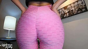 Mysteriouskathy Trains at Gym in Leggings for Brazilian Blonde Blowjob Ending in Cum on Ass