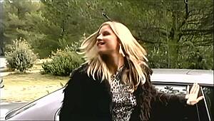 monica sweetheart drops to knees blowing guy sloppy outside his car