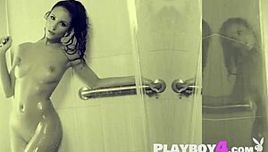 Petite milf with big natural tits strips sexy bikini outdoors exposing pussy and posing braless