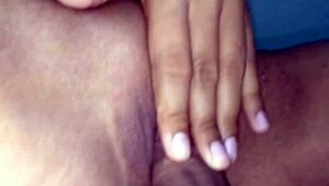 playing with sexy college girl's big wet shaved pussy till i cum