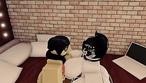 Big black cocks dominate big asses in wild Roblox threesome pounding