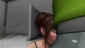 Asian temptress gives suggestive blowjob ending in cumshot