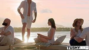 yoga babe's tight ass craves anal filling spooning doggystyle with deepthroat and ass to mouth action