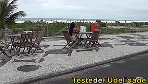 grabbing that hot brunette brazilian beach babe with big ass ready for action