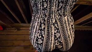 check out this horny petite redhead babe grinding her little ass on guy in public outdoor tease