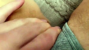 Suggestive Rub of Dripping Pussy Lips Through Panties