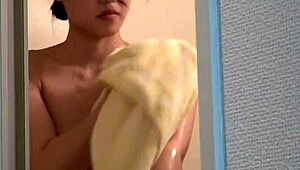 Akane Iruma Aggressively Strips Leotard Off Revealing Boobs Nipples Panties in Shower