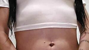 Emy Angel's wet t-shirt clings to every curve