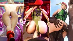 Chun-Li and Cammy big asses getting wild action