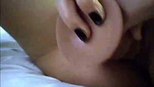 my girlfriend's playin with huge dildo vibrator she cums so hard damn