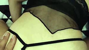 amateur couple in lingerie has husband and friend double-team milf wife pov anal fucking closeup