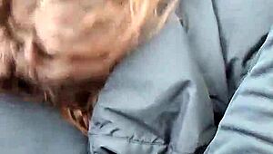 amber slurps cock in truck till cum floods her mouth