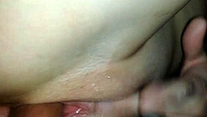 vanessa's perfect puffy cameltoe drips cum on cock after clothes rip and squirting