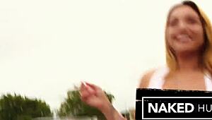 latina girlfriend ditched from car drops to suck stranger's throbbing cock eagerly