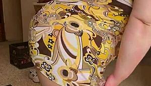 joan day struts in sheer tights shaking her fat jiggling ass and thick curvy hips