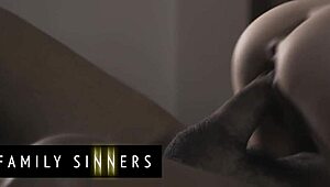 Skinny blonde sneaks a wild fuck with her uncle-in-law alone at home!