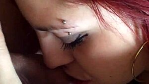 redhead pornstar delivers sloppy blowjob with handjob twist