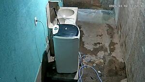 Hidden cam catches stepmom shaving pussy while stepson watches