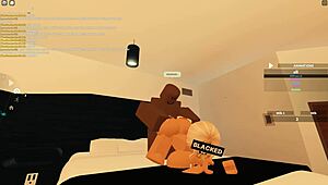 Black Roblox Whore Bent Over for Anal! Deepthroat Blowjob Cowgirl Ride Shakes Ass to Orgasm