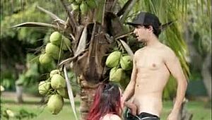 outdoor with this huge titted colombian milf slurping balls humiliating her big ass down...