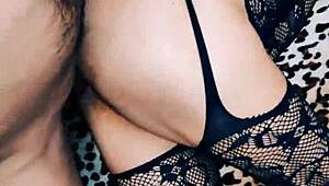 beautiful milf wife spreads in fishnets for hot anal pov creampie!