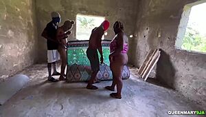 amateur couple celebrates new building with bent over doggystyle foursome creampie orgy