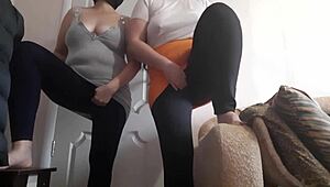 Two stepsisters reach shuddering climaxes together