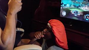 playing nfs but she chokes on my huge cock deepthroat gagging until swallowing every sloppy cum drop?