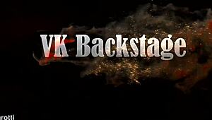 Babe Kitsune Liss gags on Leo Casanova's monster cock in her ass uncensored backstage with deepthroat and gaping