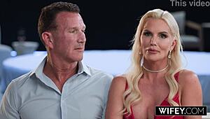 hot blonde milf tatiana steele bent over riding bbc doggystyle while hubby films her big tits bouncing