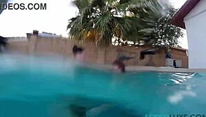 Busty BBW Lexxxi Luxe and Friend Dive Underwater for Pool Tit Play!