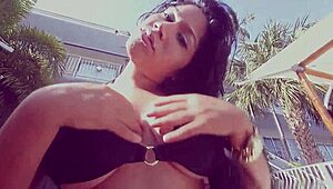 OFF THE DEEP END MIAMI LATINA ANGELINA RIDES BIG BLACK COCK POOLSIDE