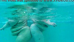 Busty BBW Lexxxi Luxe and Friend Dive Underwater for Pool Tit Play!