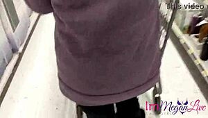 Immeganlive Rips Wedgie Panties Exposing Big Tits Ass in Public