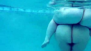 Busty BBW Lexxxi Luxe and Friend Dive Underwater for Pool Tit Play!